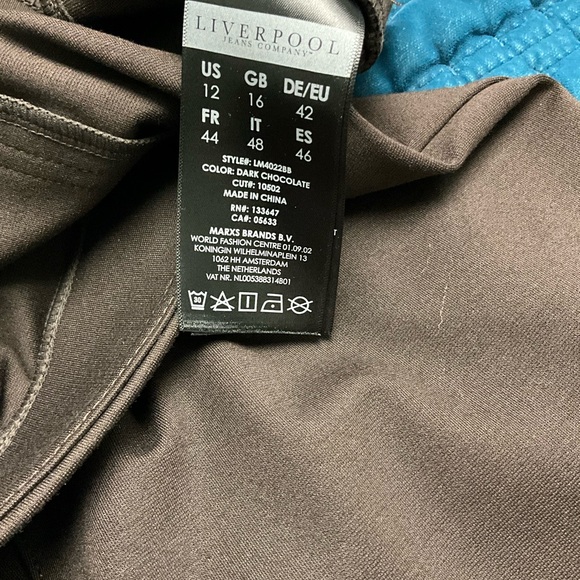 Liverpool Brown Elastic Waist Stretch Pants Trousers- Size-12/31 - Picture 6 of 8